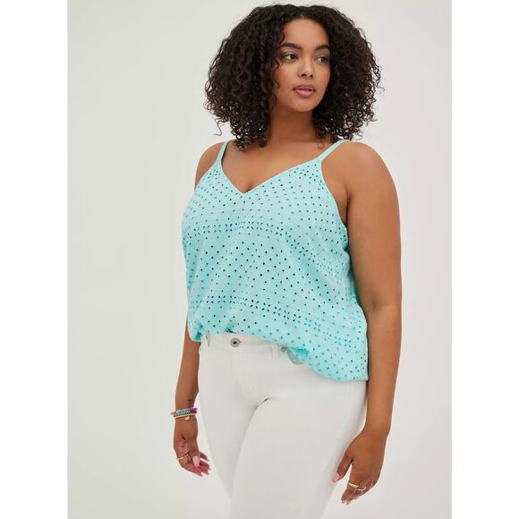 Torrid Sophie Embroidered Eyelet Swing Cami • Aqua Blue • Size 5X - Picture 4 of 10